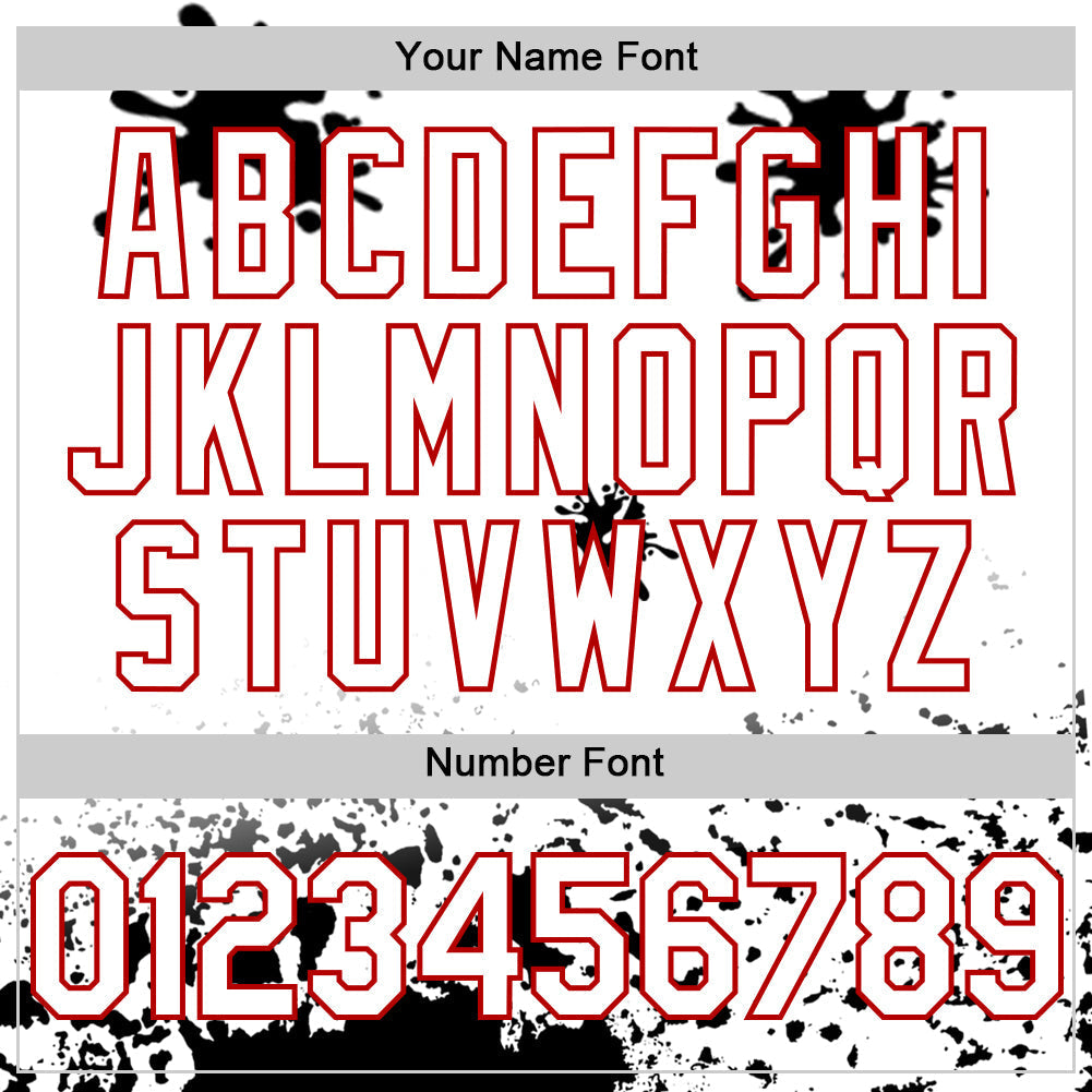 Custom White Red-Black Splatter Camo Two Tone Authentic Baseball Jersey baseball jersey product view 5