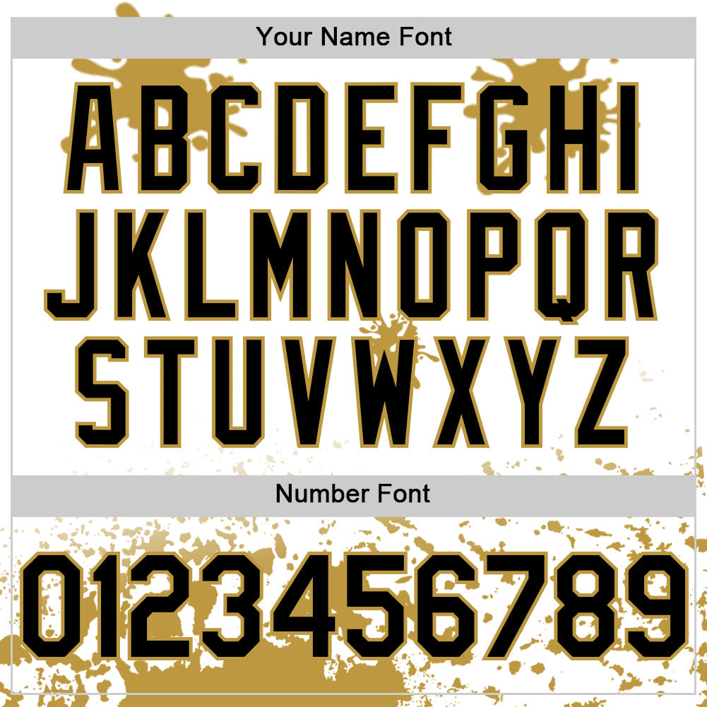 Custom White Black-Old Gold Splatter Camo Two Tone Authentic Baseball Jersey baseball jersey product view 5