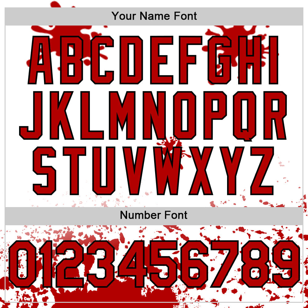 Custom White Red Black-Yellow Splatter Camo Two Tone Authentic Baseball Jersey baseball jersey product view 5