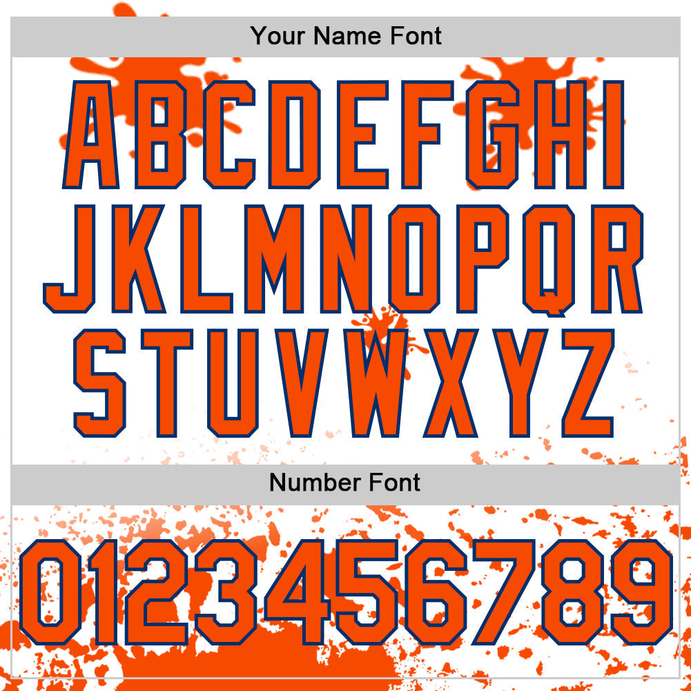 Custom White Orange-US Navy Blue Splatter Camo Two Tone Authentic Baseball Jersey baseball jersey product view 5