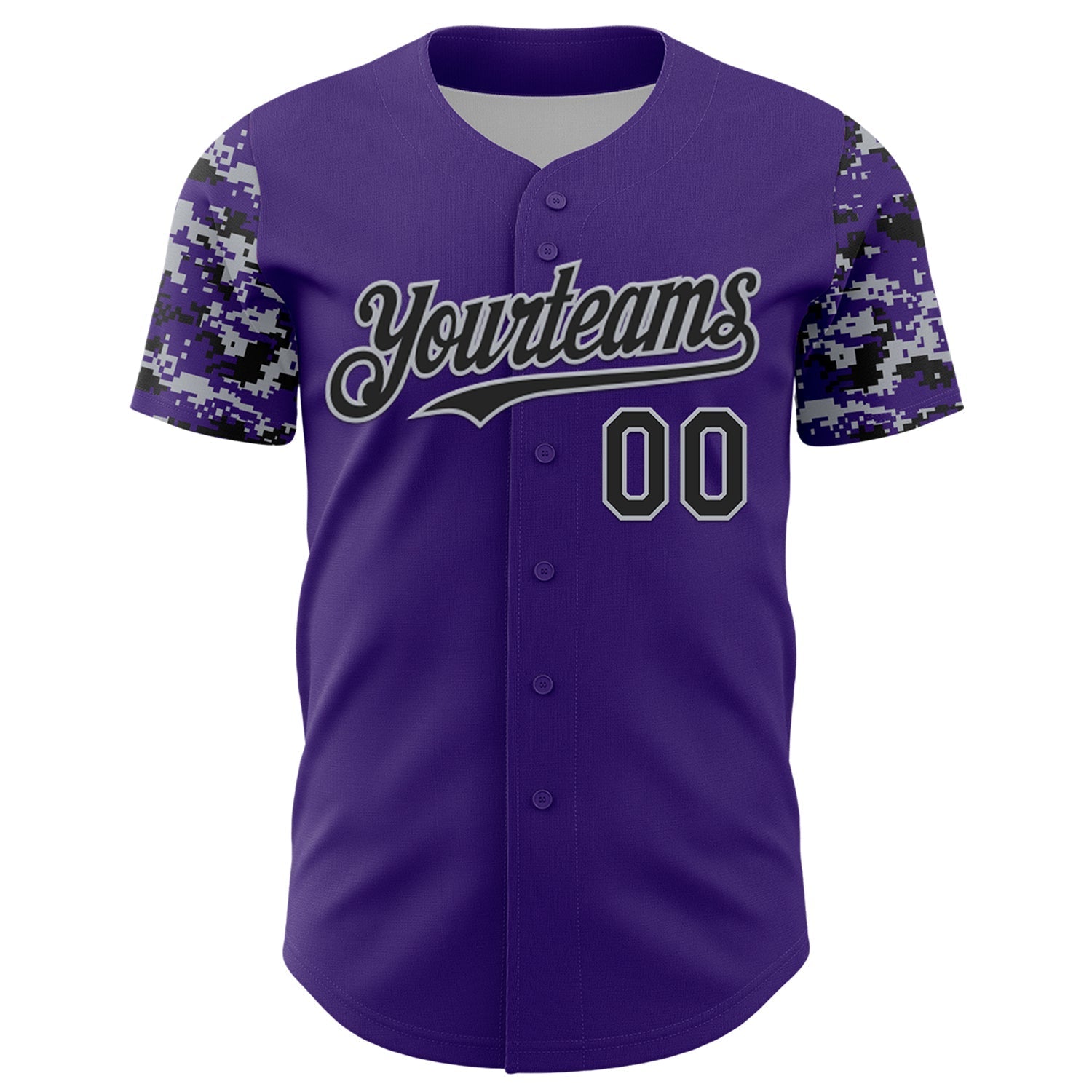 Custom Purple Black-Gray Digital Camo Two Tone Authentic Baseball Jersey baseball jersey product view 2