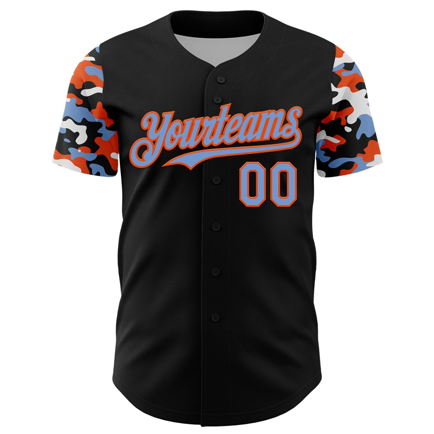 Custom Black Powder Blue Orange-White Digital Camo Two Tone Authentic Baseball Jersey baseball jersey product view 2