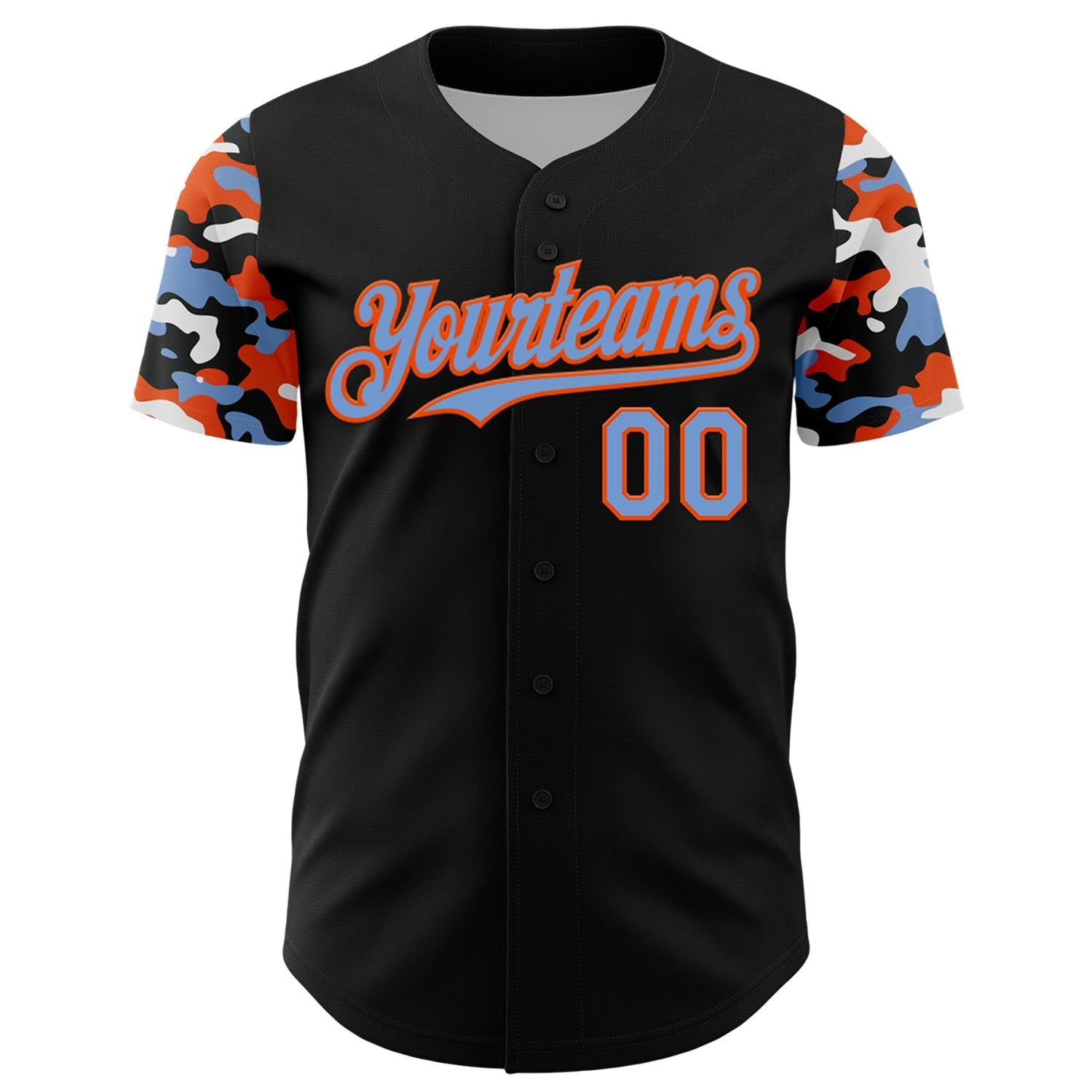 Custom Black Powder Blue Orange-White Digital Camo Two Tone Authentic Baseball Jersey baseball jersey product view 2