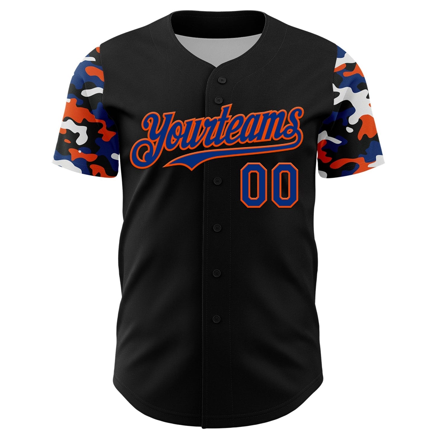 Custom Black Royal Orange-White Digital Camo Two Tone Authentic Baseball Jersey baseball jersey product view 2