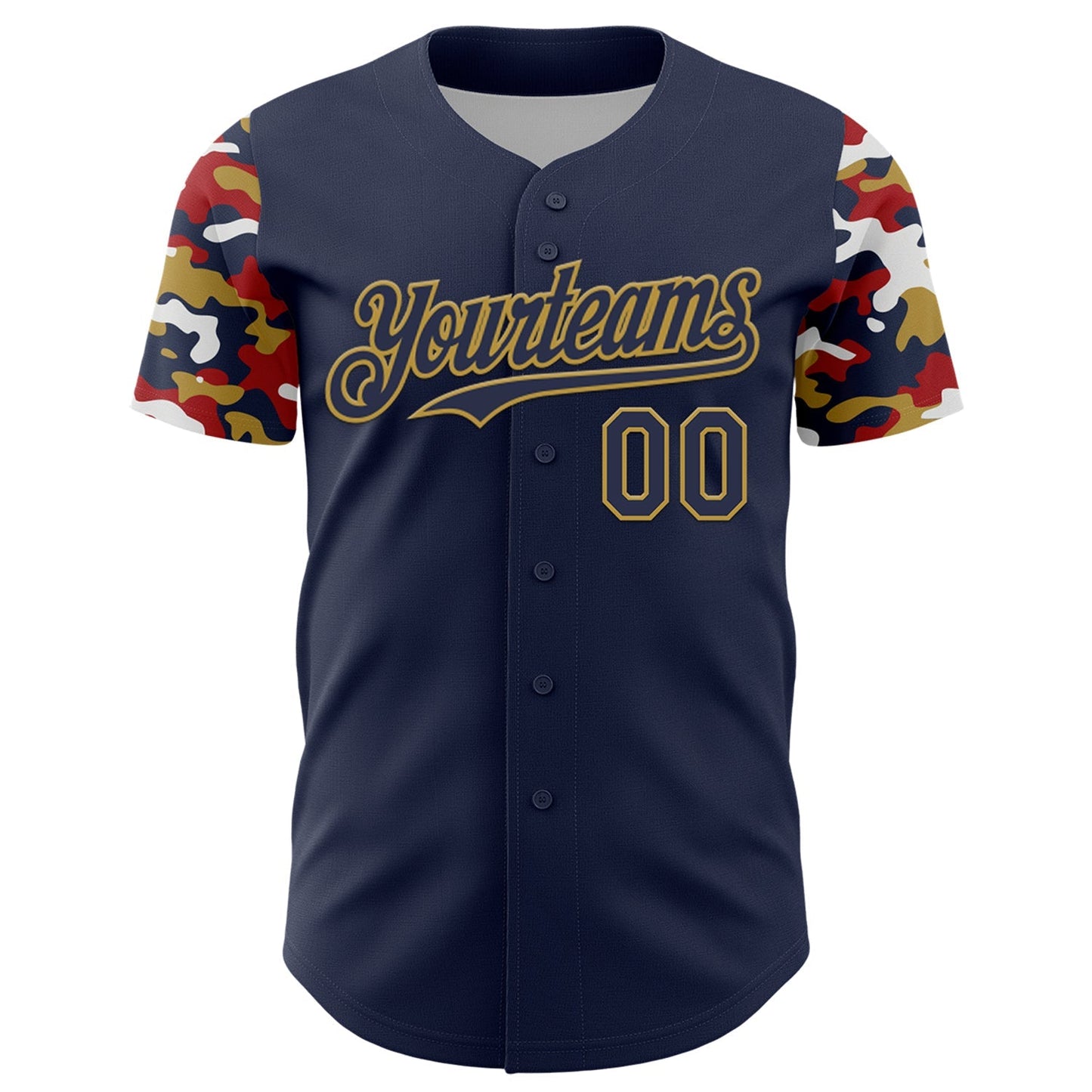 Custom Navy Old Gold Red-White Digital Camo Two Tone Authentic Baseball Jersey baseball jersey product view 2