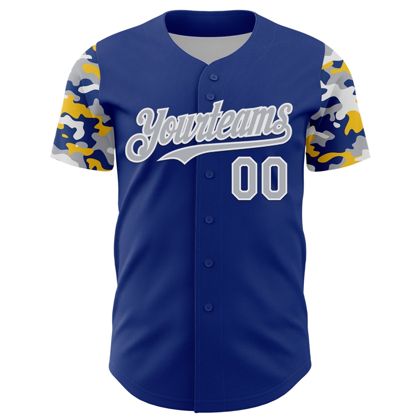 Custom Royal Gray White-Yellow Digital Camo Two Tone Authentic Baseball Jersey baseball jersey product view 2