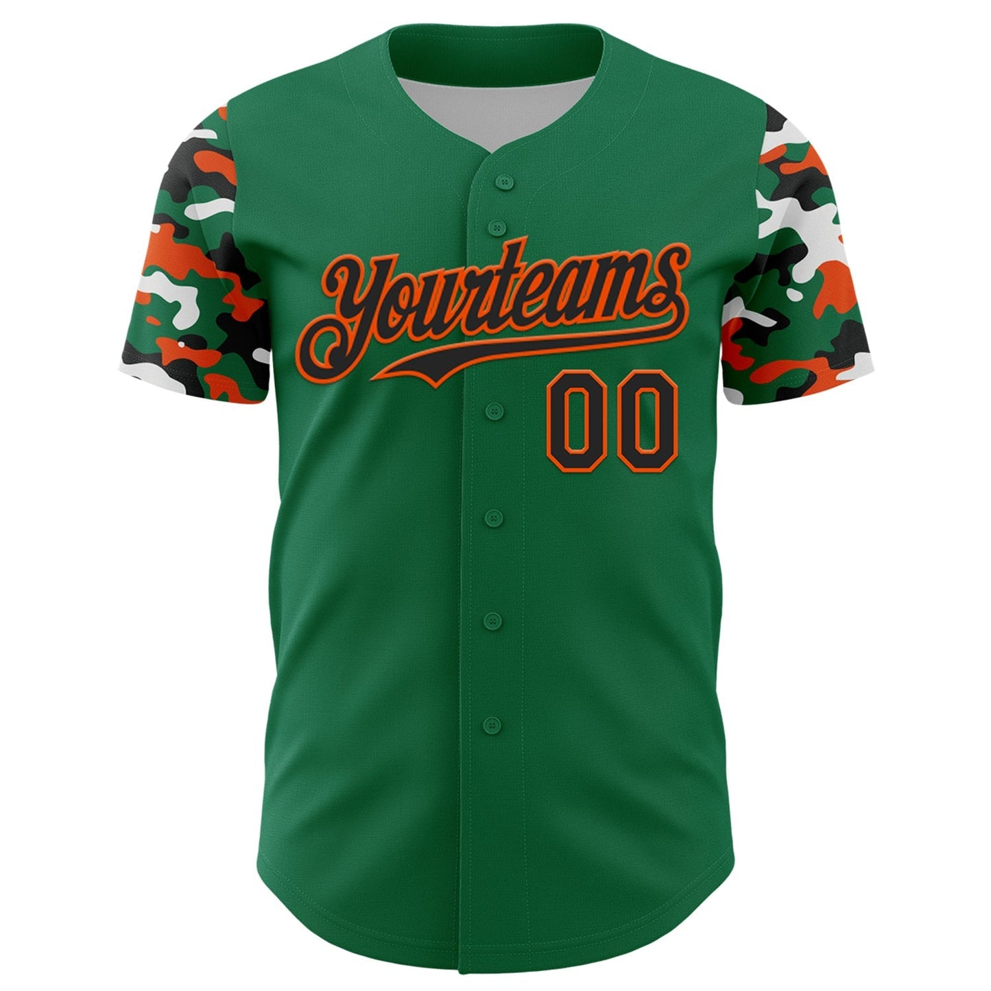 Custom Kelly Green Black Orange-White Digital Camo Two Tone Authentic Baseball Jersey baseball jersey product view 2