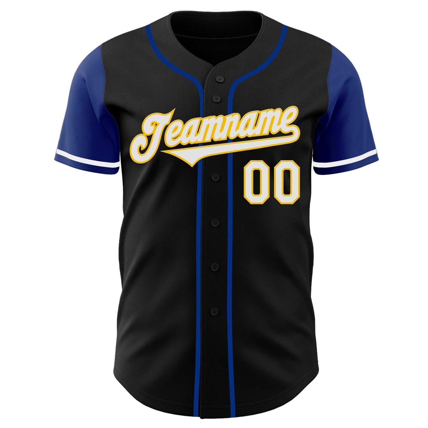 Custom Black White Royal-Yellow Two Tone Authentic Baseball Jersey baseball jersey product view 2