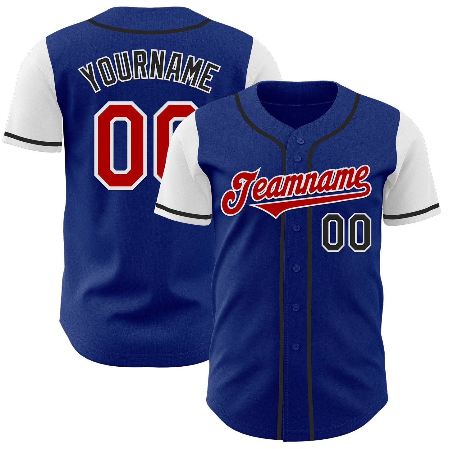 Custom Royal Red Black-White Two Tone Authentic Baseball Jersey baseball jersey product view 1
