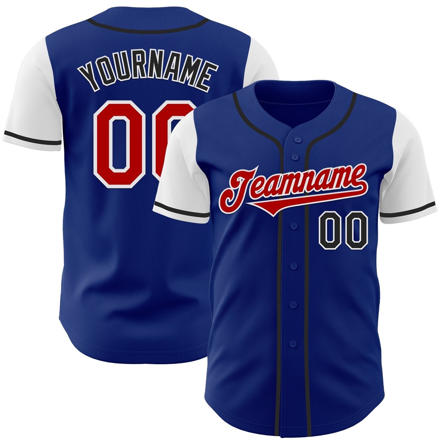 Custom Royal Red Black-White Two Tone Authentic Baseball Jersey baseball jersey product view 1