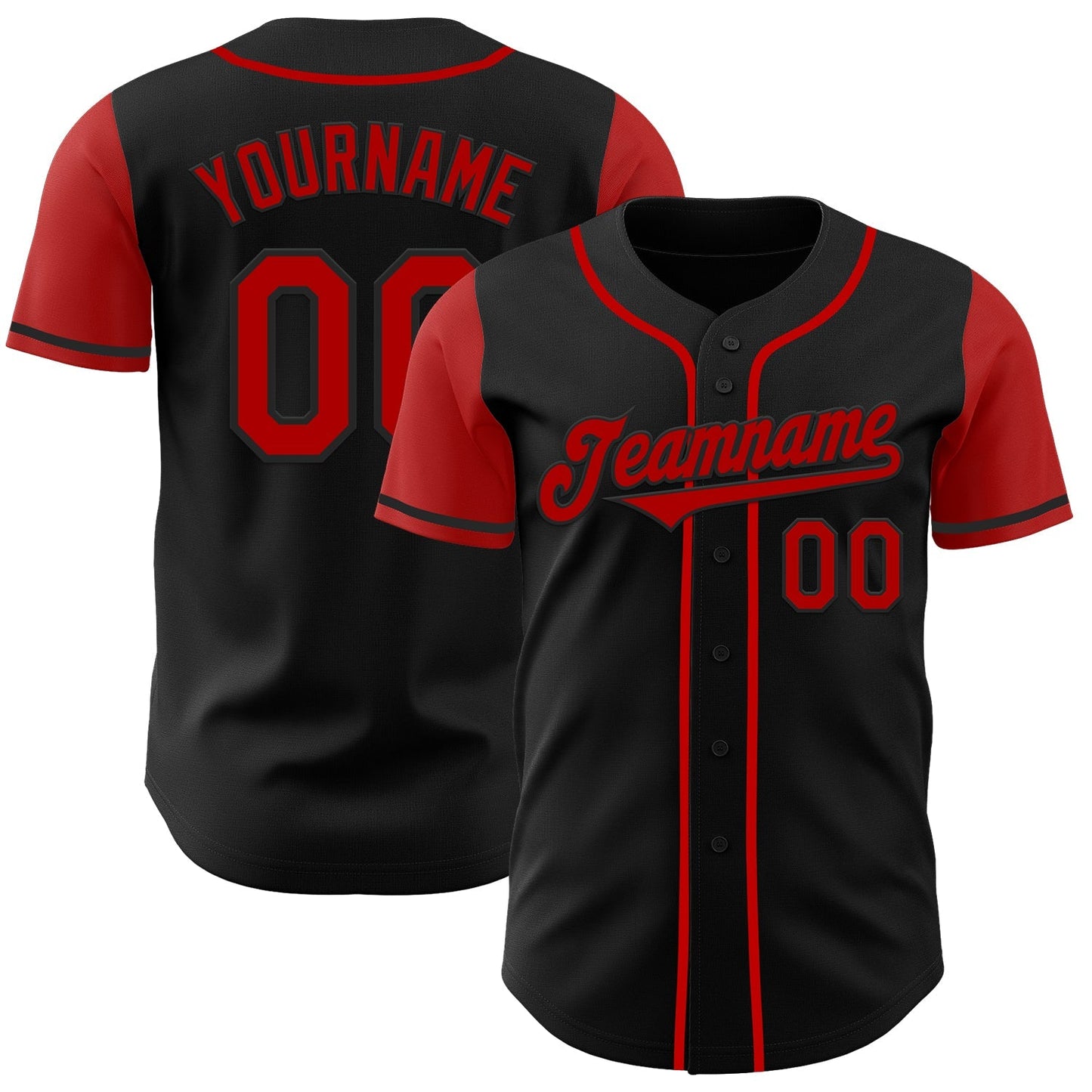 Custom Black Red Two Tone Authentic Baseball Jersey baseball jersey product view 1