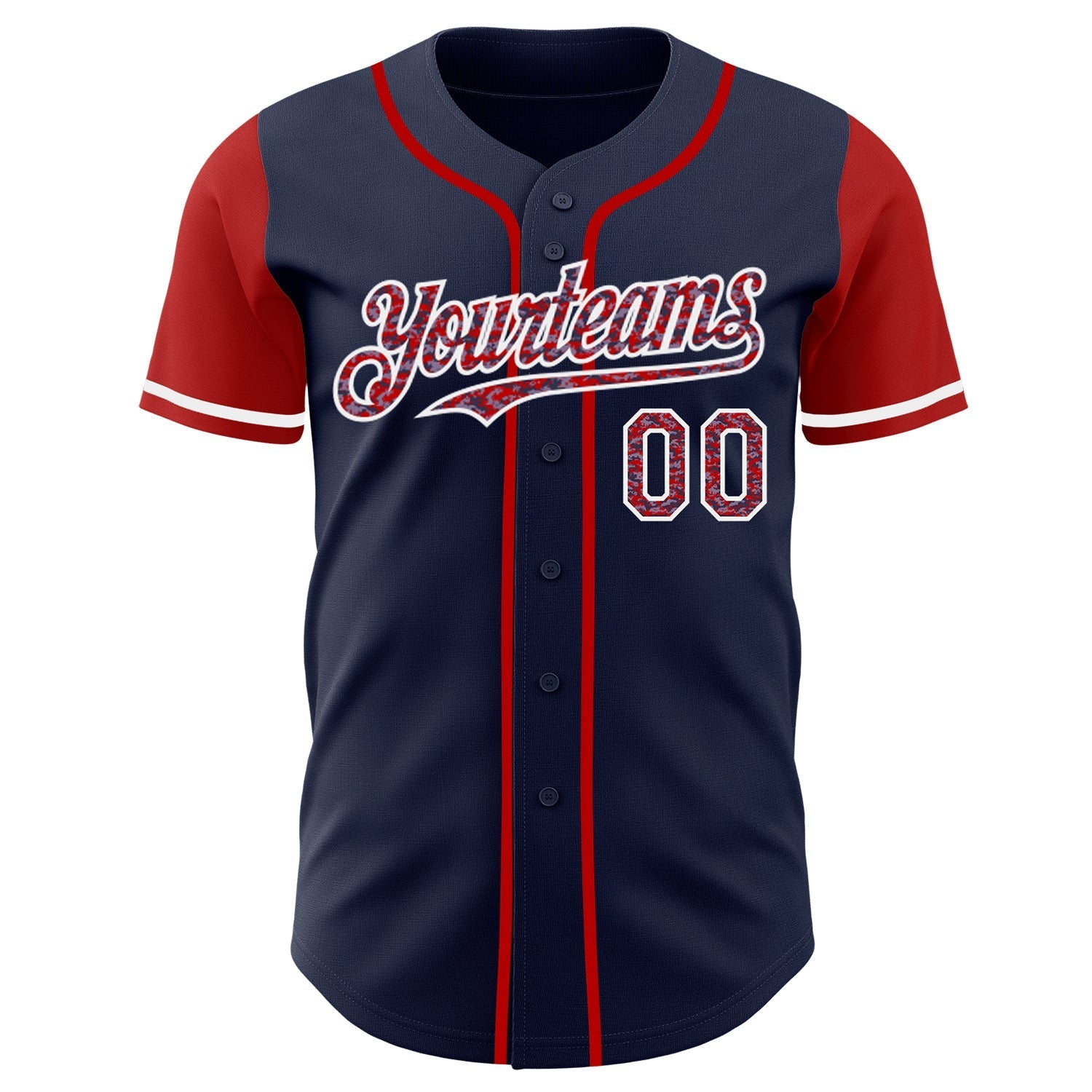 Custom Navy Camo Red-White Authentic Two Tone Baseball Jersey baseball jersey product view 2