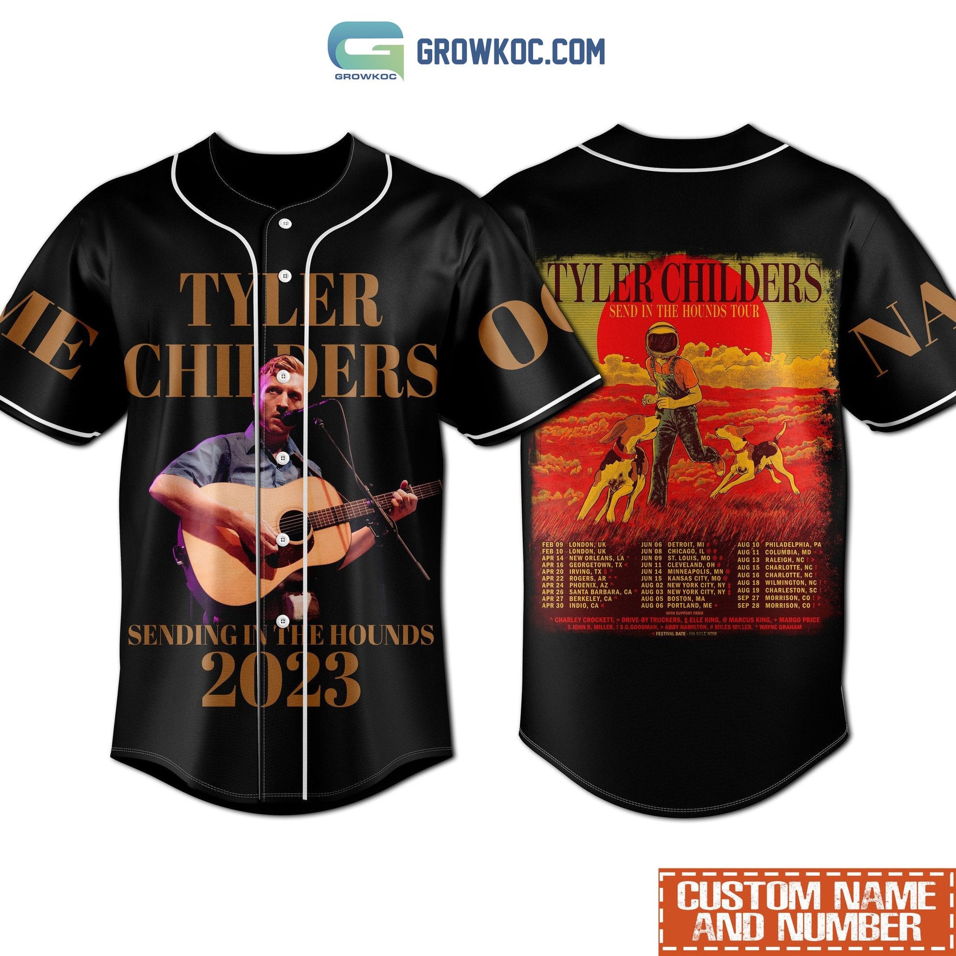 Tyler Childers Sending In The Hounds Tour 2023 Personalized Baseball Jersey baseball jersey product view 1