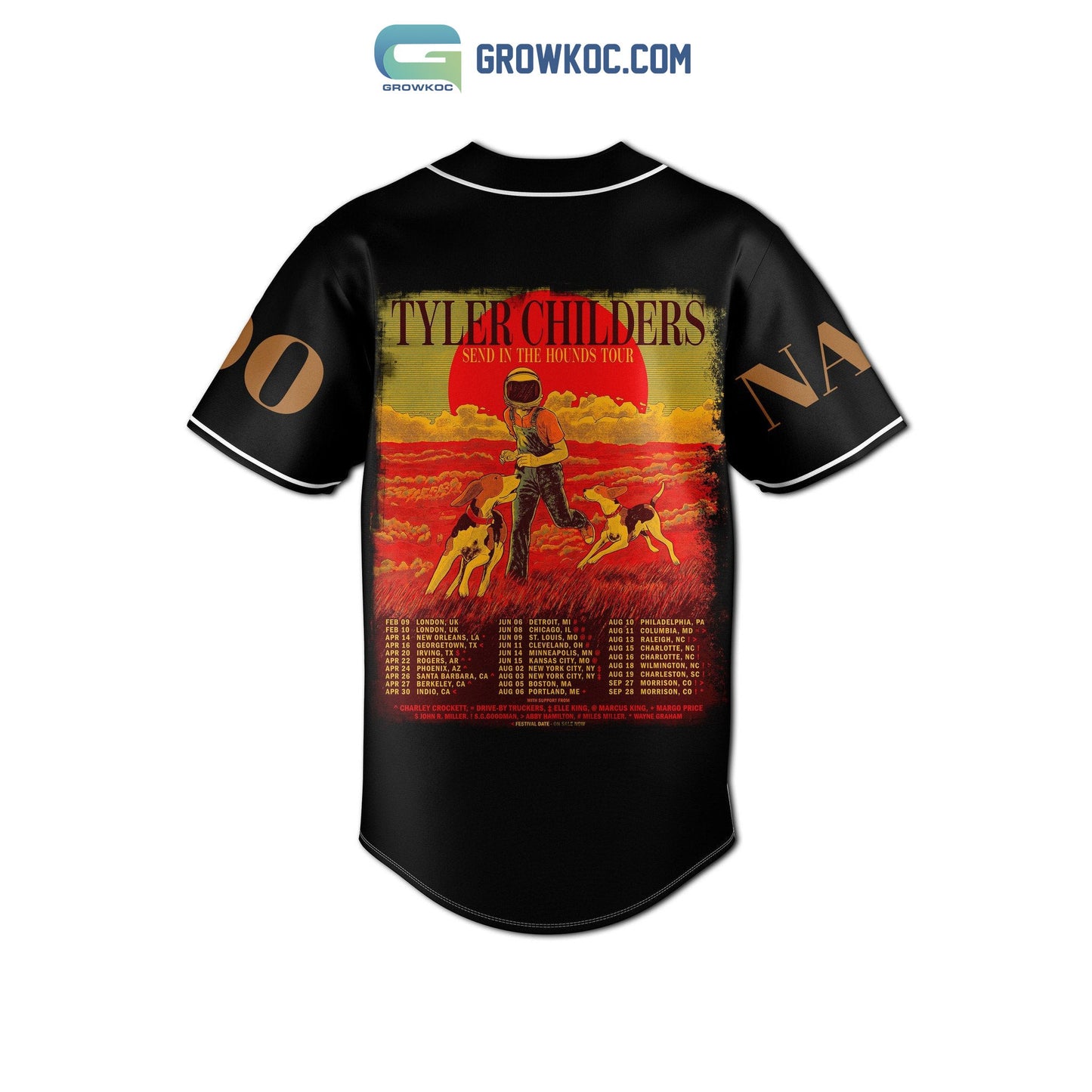 Tyler Childers Sending In The Hounds Tour 2023 Personalized Baseball Jersey baseball jersey product view 3