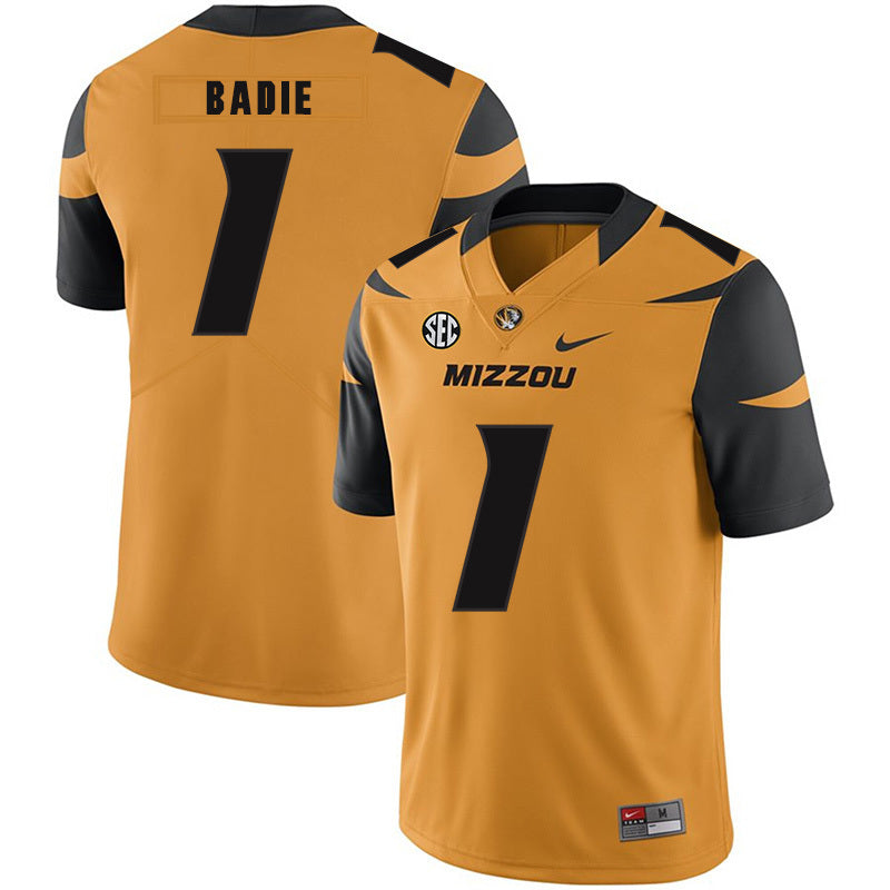 Tyler Badie 1 Gold College Football Jersey football jersey product view 1