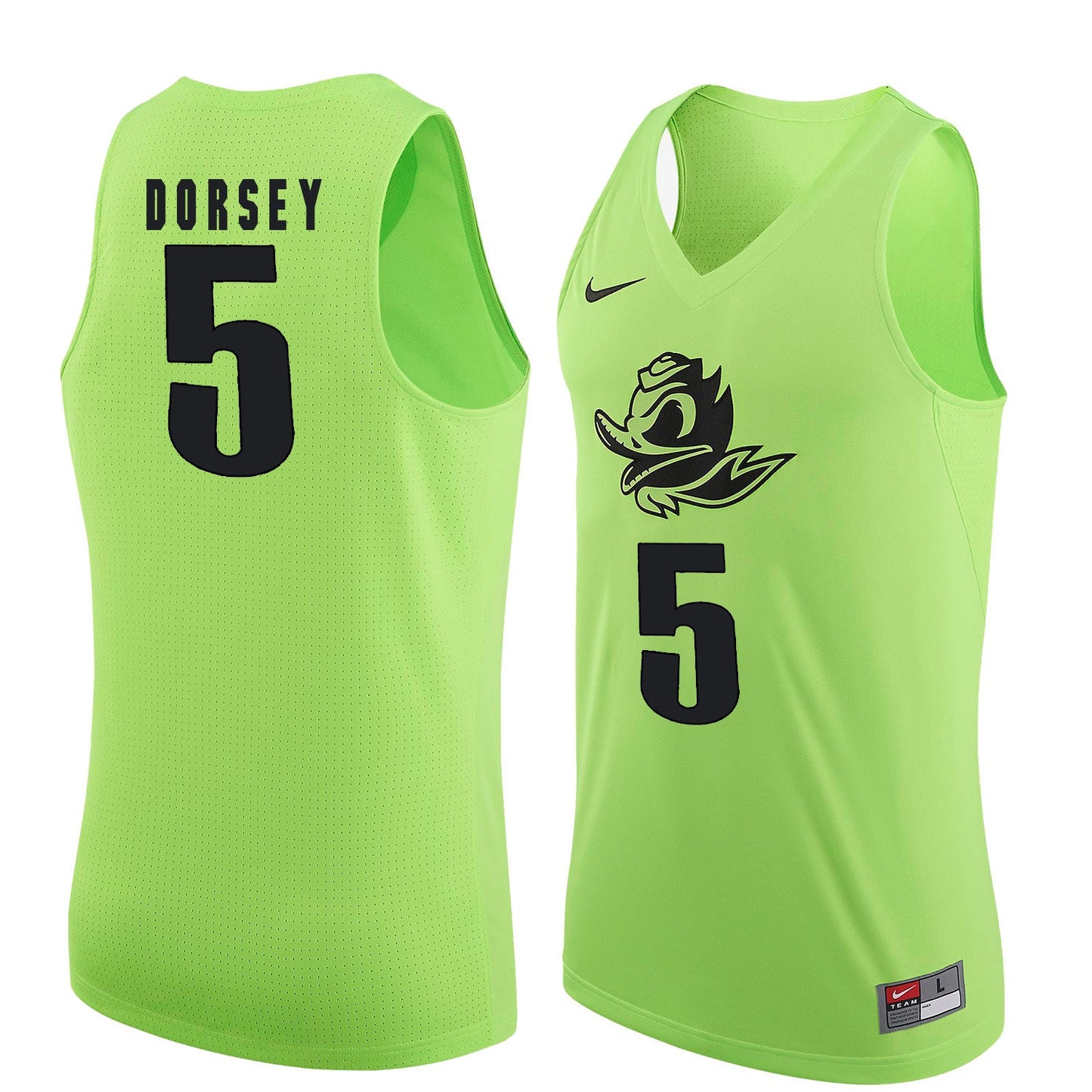 Tyler Dorsey 5 Neon Green College Football Jersey football jersey product view 1