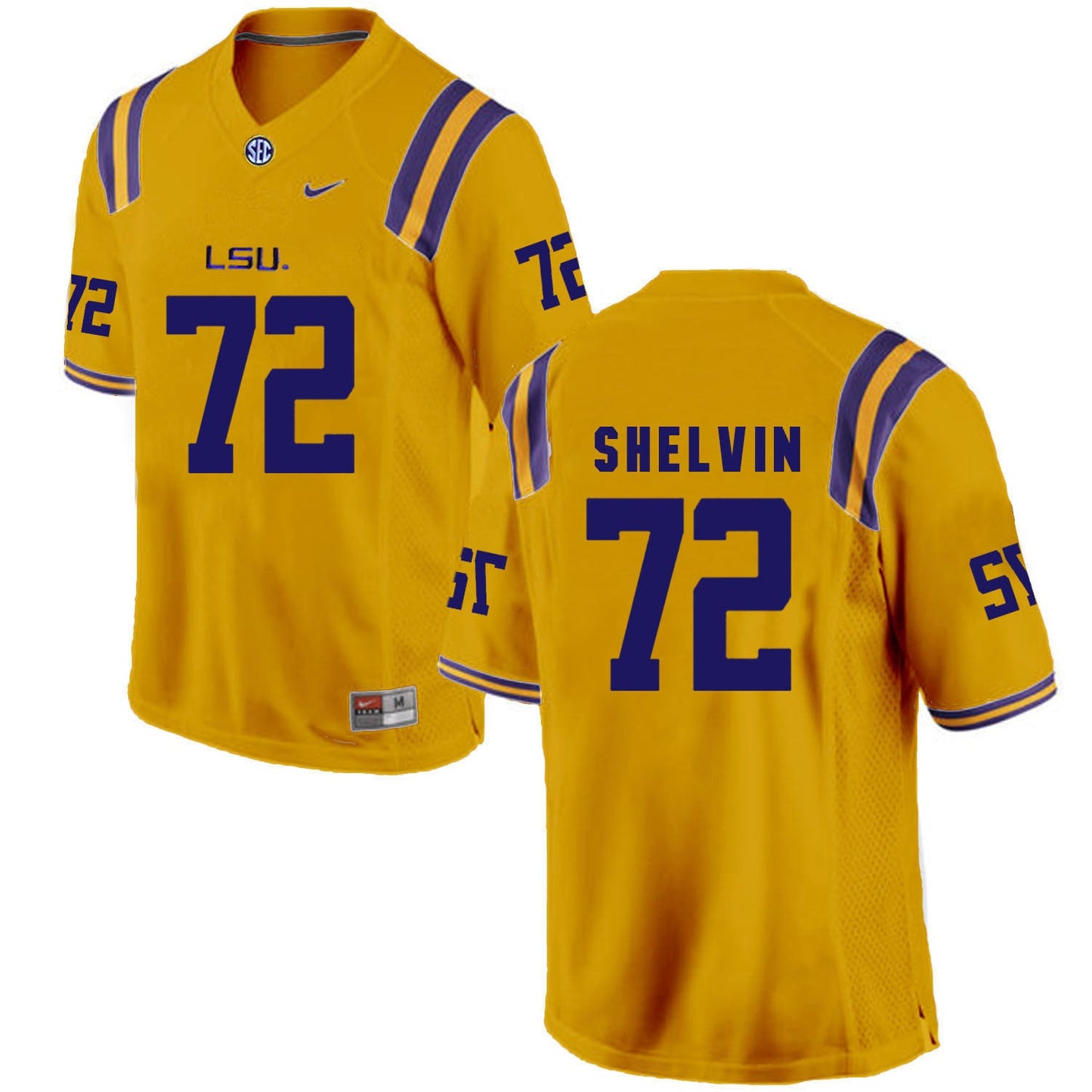 Tyler Shelvin 72 Gold College Football Jersey football jersey product view 1