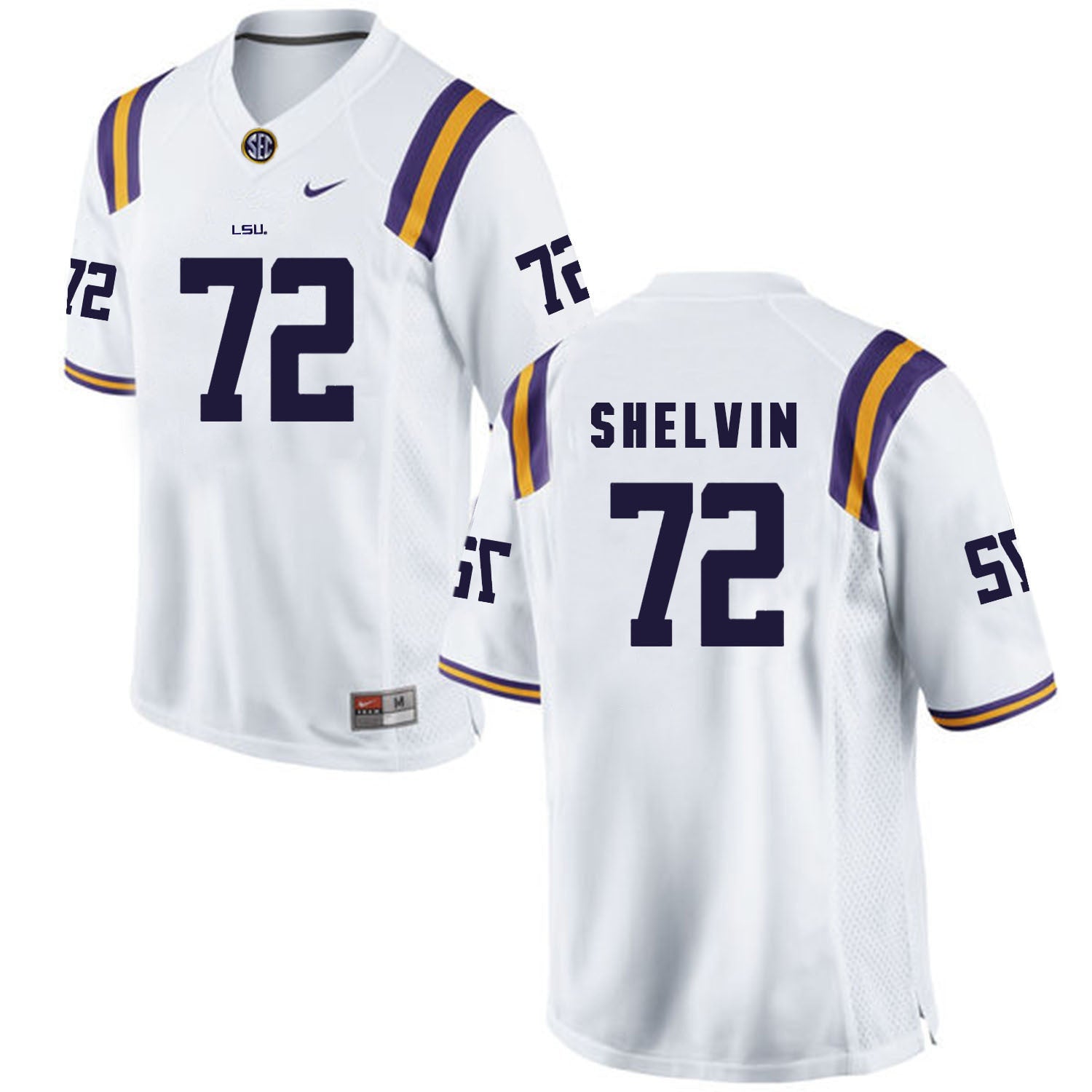Tyler Shelvin 72 White College Football Jersey football jersey product view 1
