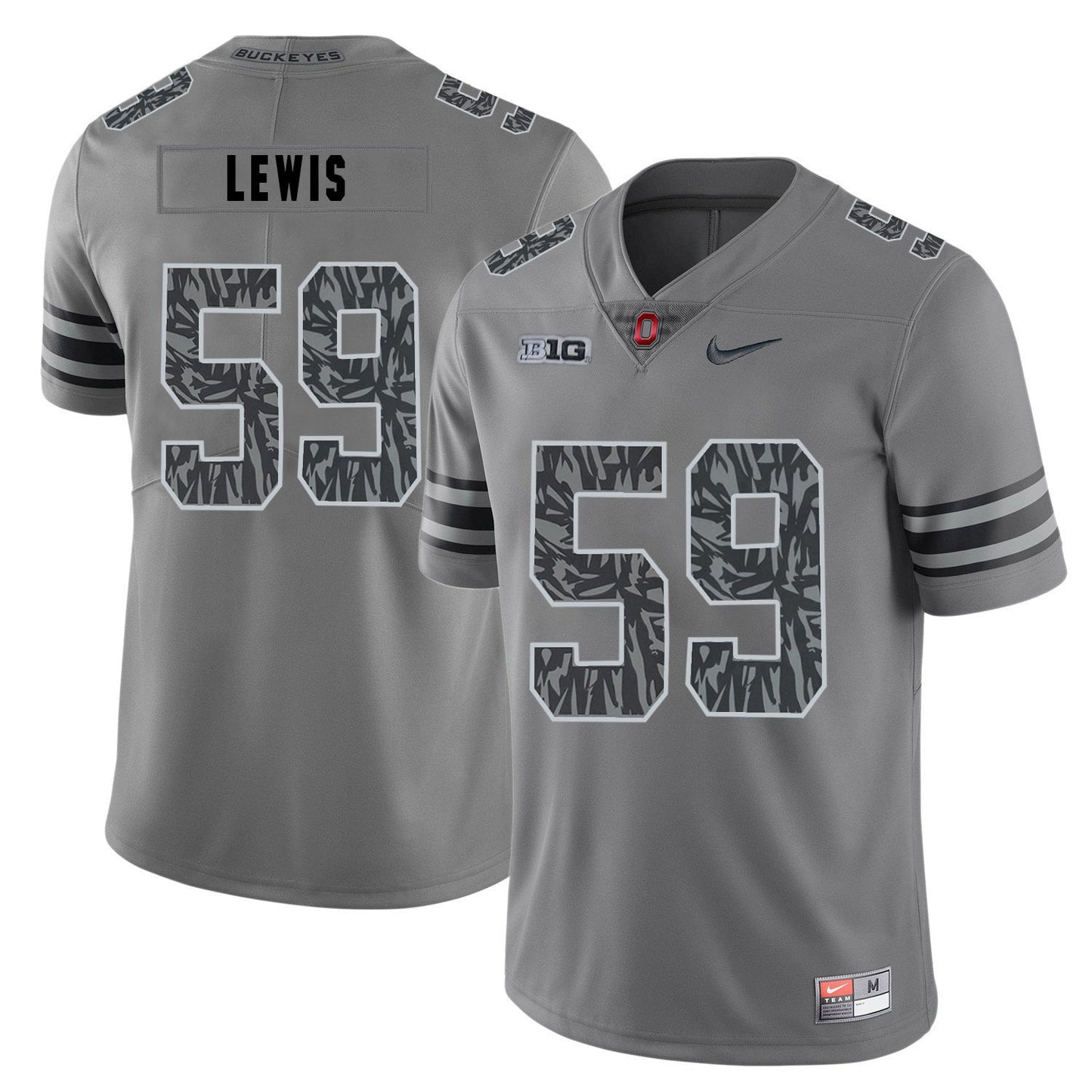 Tyquan Lewis 59 Pattern Dark Gray College Football Jersey football jersey product view 1
