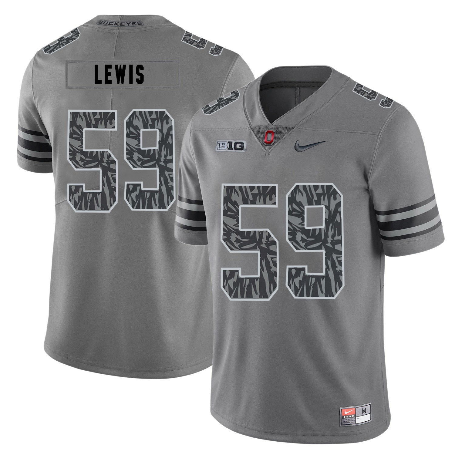 Tyquan Lewis 59 Pattern Dark Gray College Football Jersey football jersey product view 1