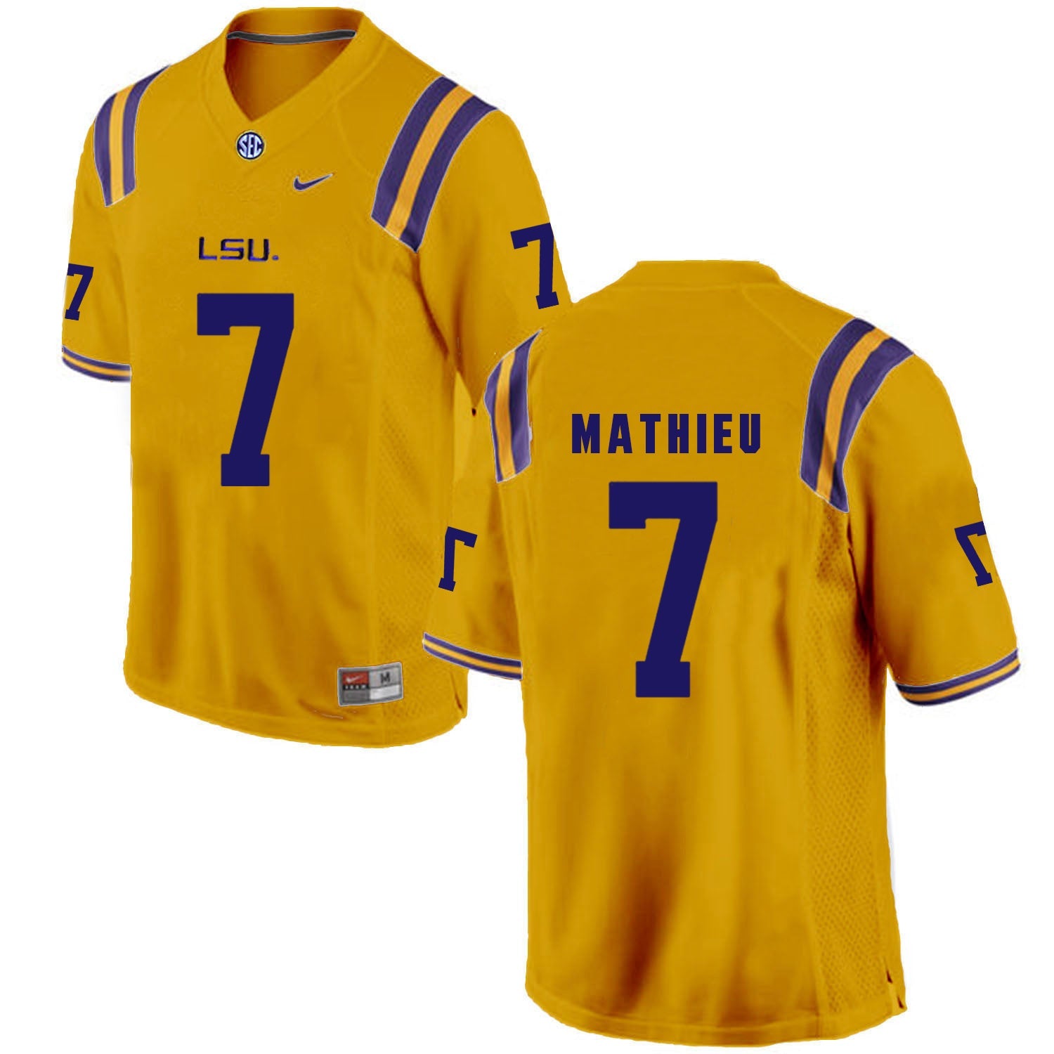 Tyrann Mathieu 7 Gold College Football Jersey football jersey product view 1