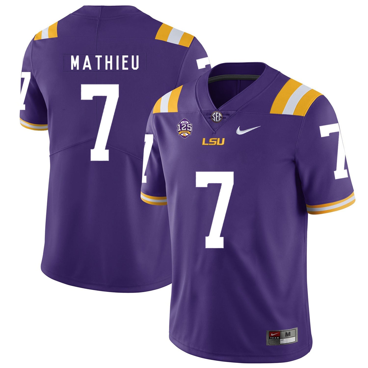 Tyrann Mathieu 7 Purple .2jpg College Football Jersey football jersey product view 1