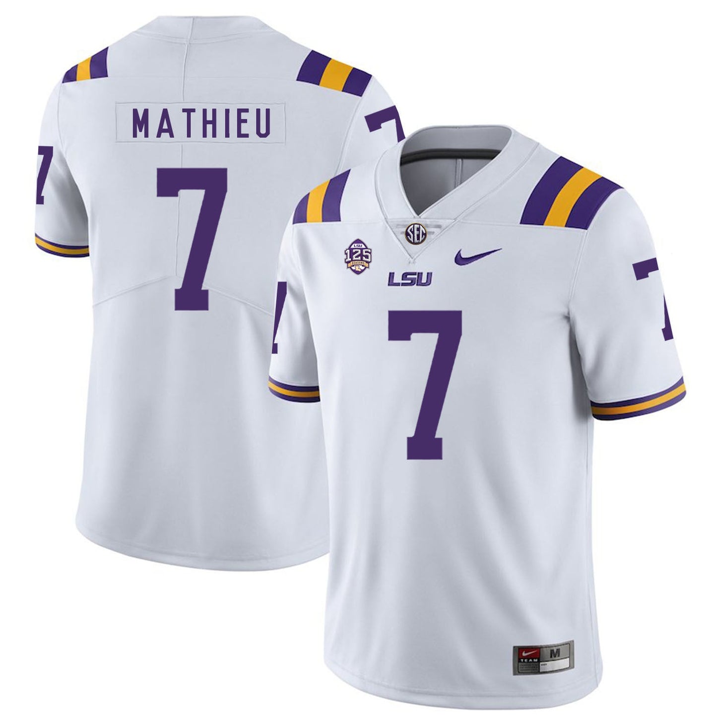 Tyrann Mathieu 7 White .2jpg College Football Jersey football jersey product view 1