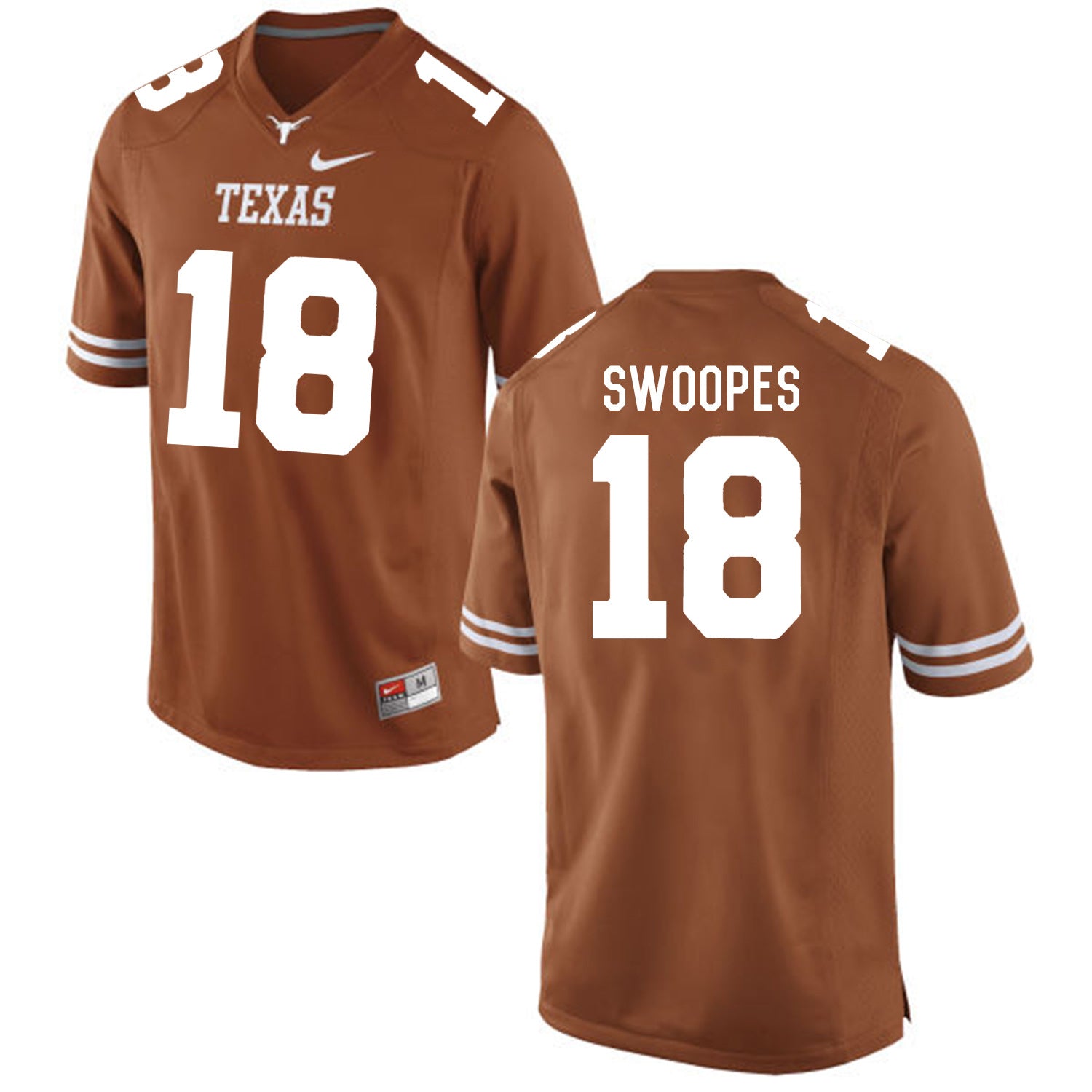 Tyrone Swoopes 18 Brunt Orange College Football Jersey football jersey product view 1