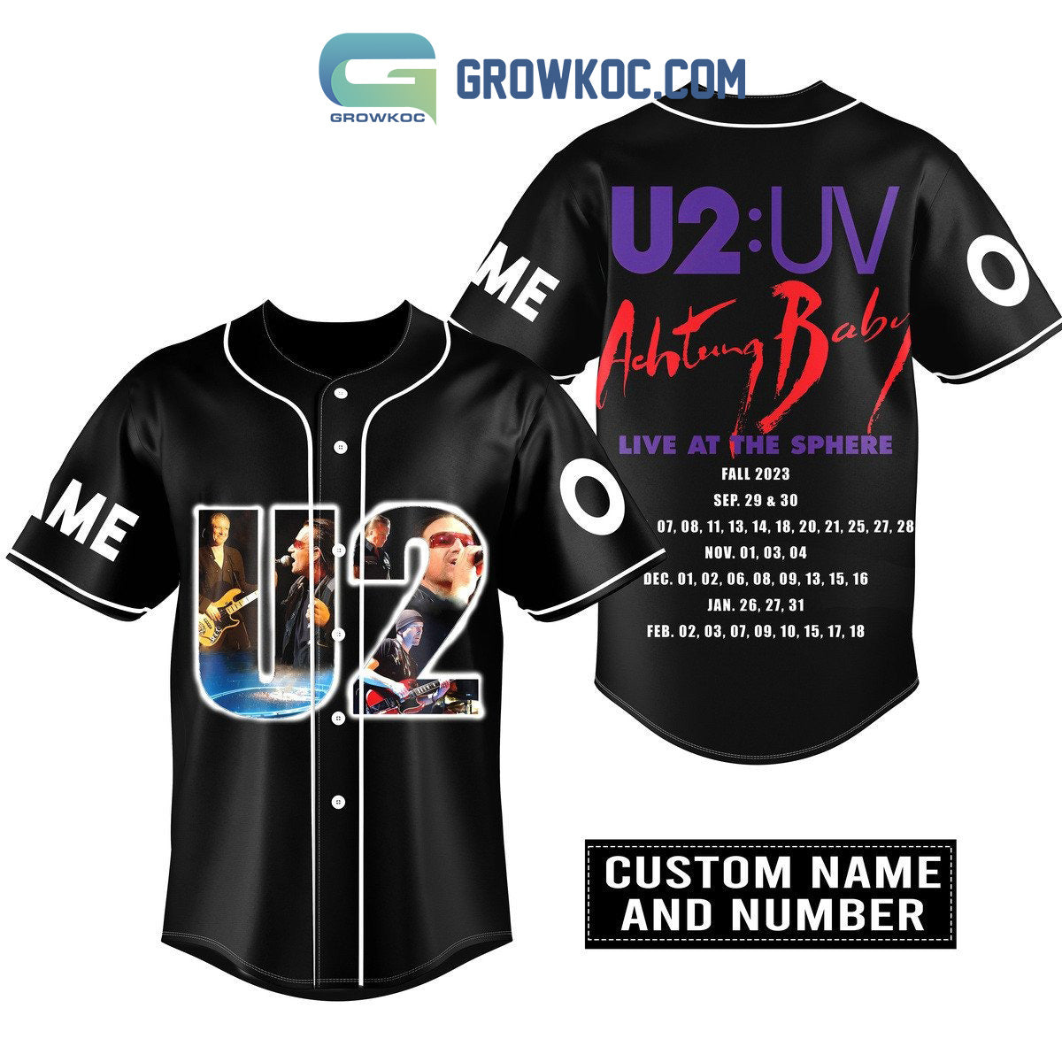 U2 UV Achtung Baby Live At The Sphere Fall 2023 Personalized Baseball Jersey baseball jersey product view 1
