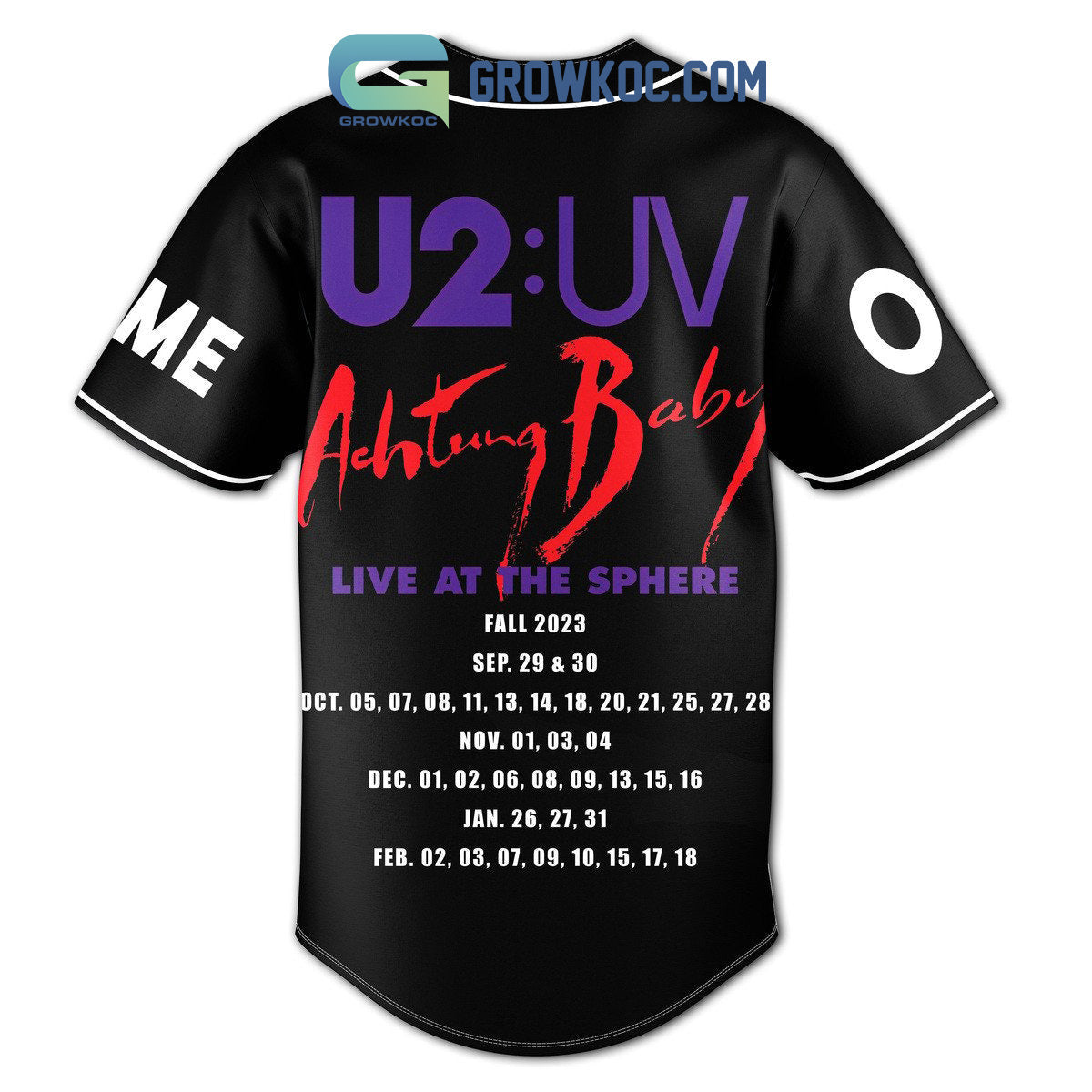 U2 UV Achtung Baby Live At The Sphere Fall 2023 Personalized Baseball Jersey baseball jersey product view 3