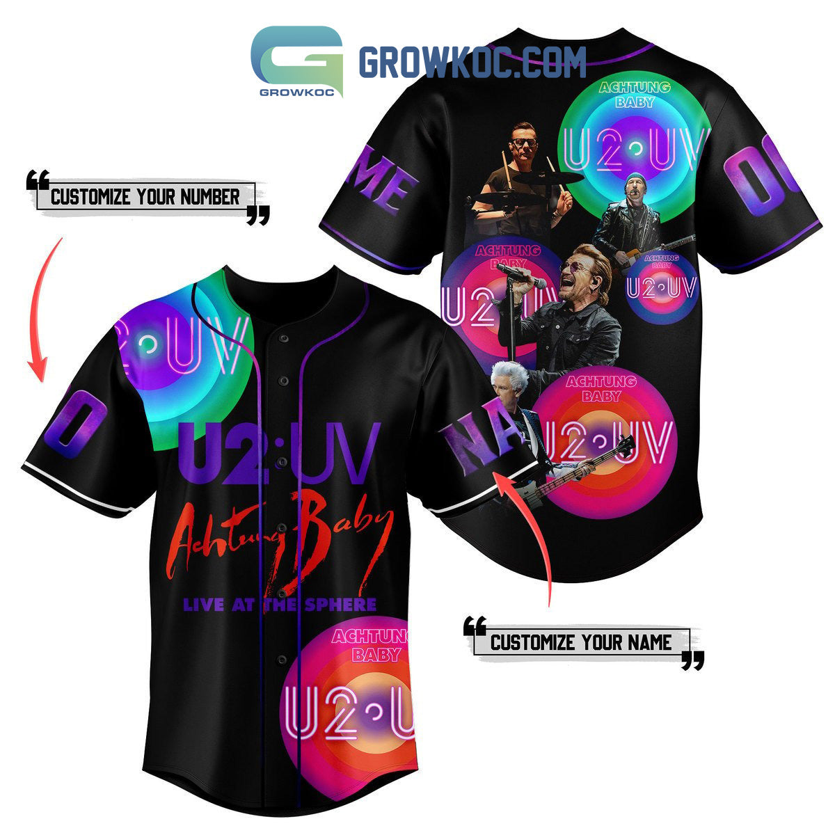 U2 UV Achtung Baby Live At the Sphere Personalized Baseball Jersey baseball jersey product view 1