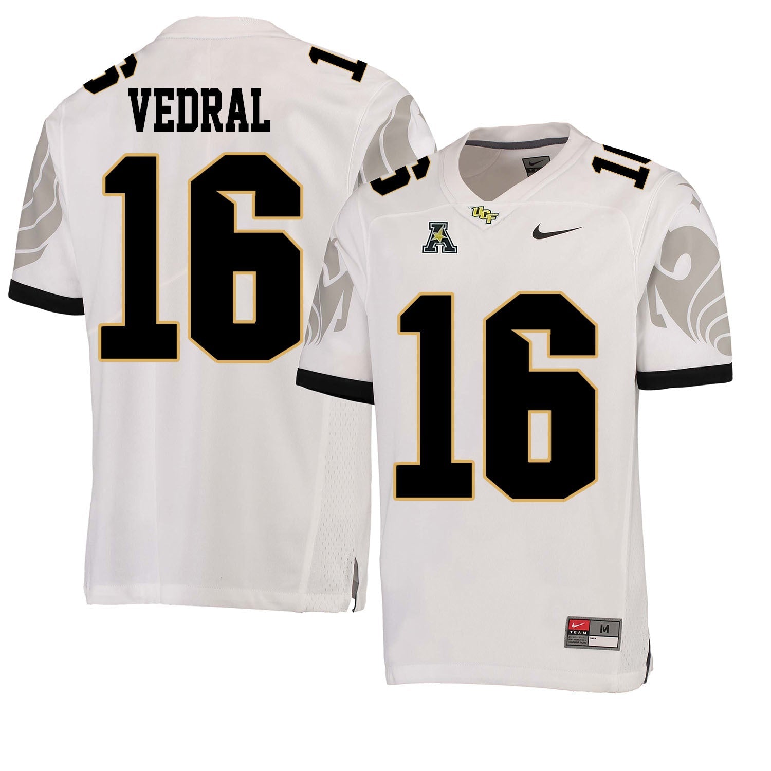 UCF Noah Vedral 16 White College Football Jersey football jersey product view 1