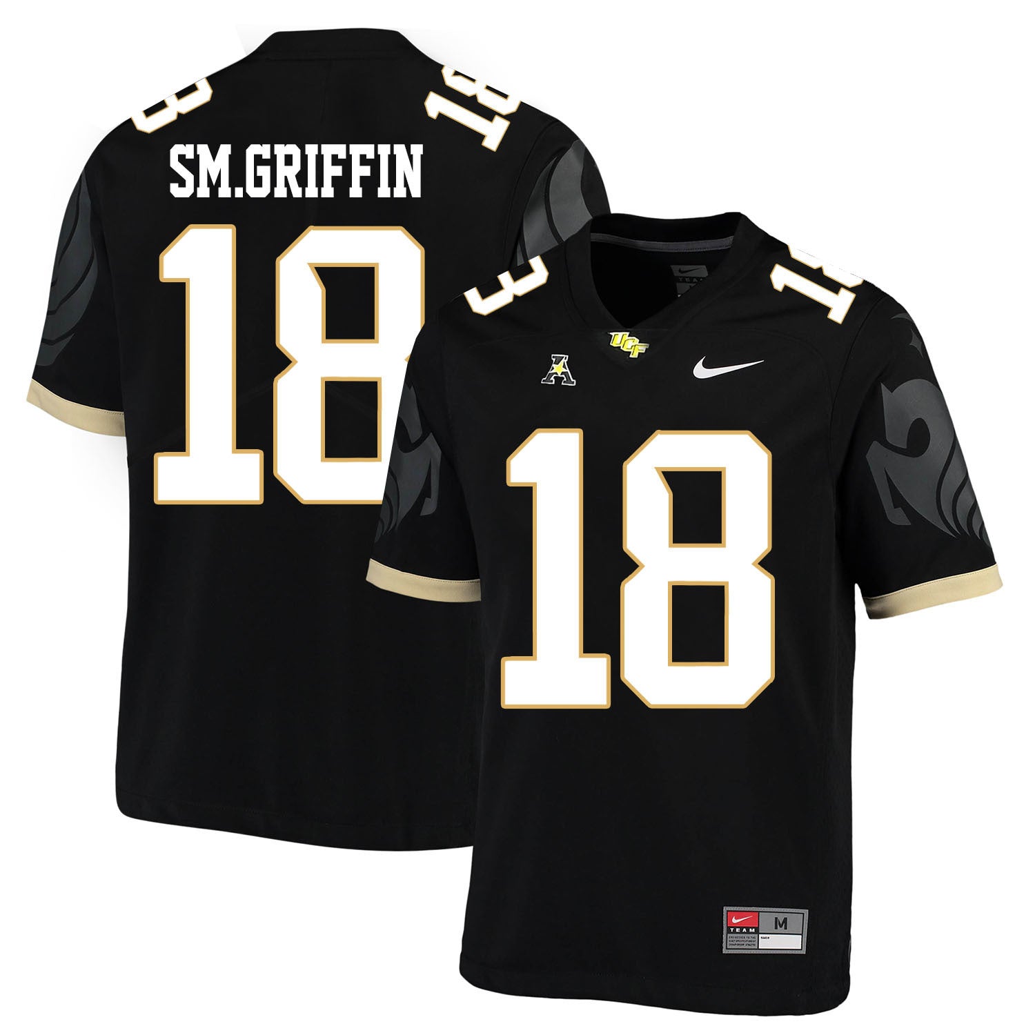 UCF SM.GRIFFIN 18 Black College Football Jersey football jersey product view 1