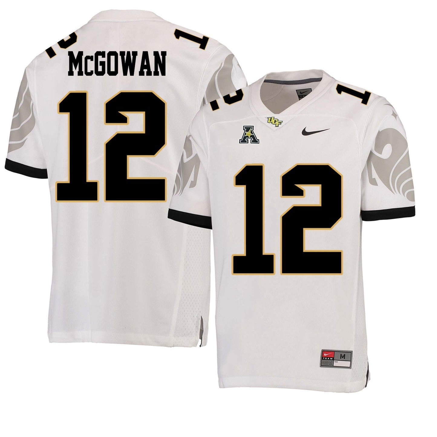UCF Taj McGowan 12 White College Football Jersey football jersey product view 1