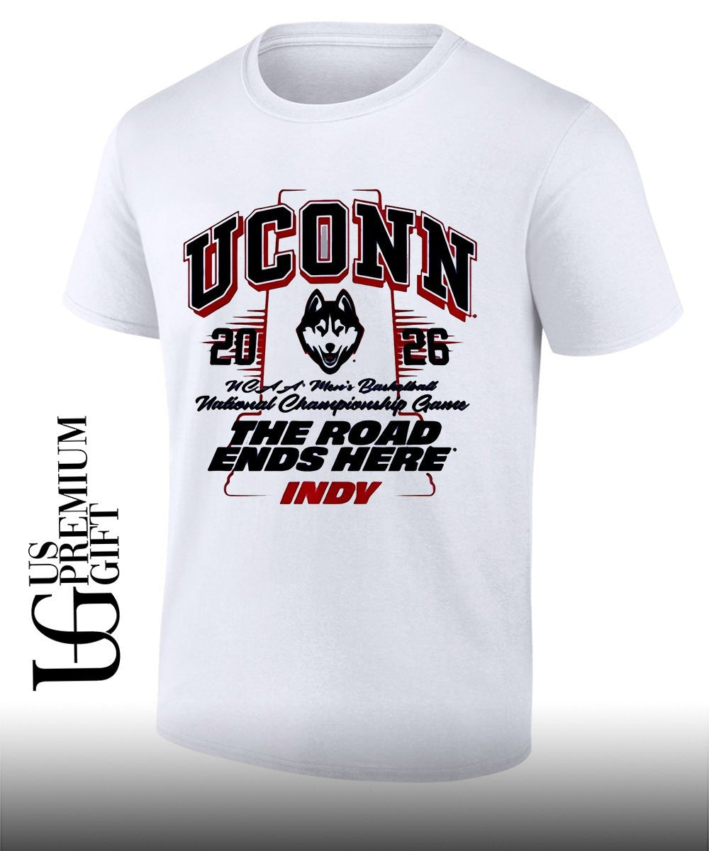 UConn Huskies NCAA Mens Basketball National Champions The Road Ends Here trophy shirt Unisex T-shirt, Sweatshirt, Hoodie, Long Sleeve Tee - T-Shirt, Sweatshirt, Hoodie