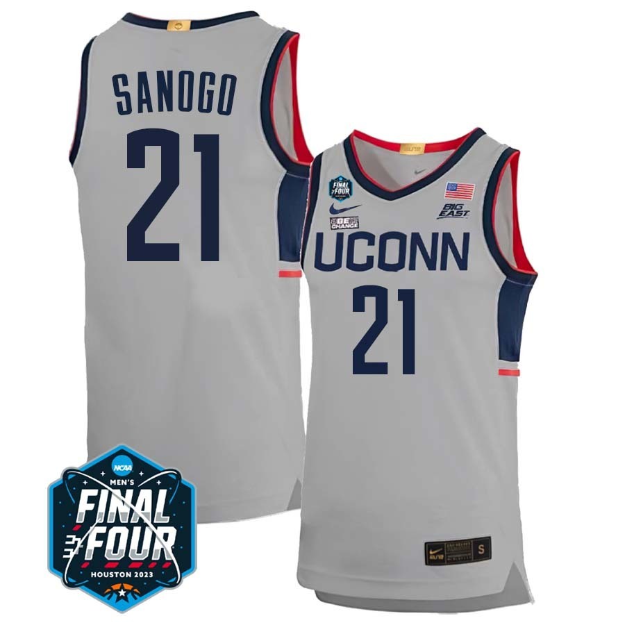 UConn Huskies #21 Adama Sanogo 2023 Final Four College Basketball Limited Jersey – Gray College Football Jersey football jersey product view 1