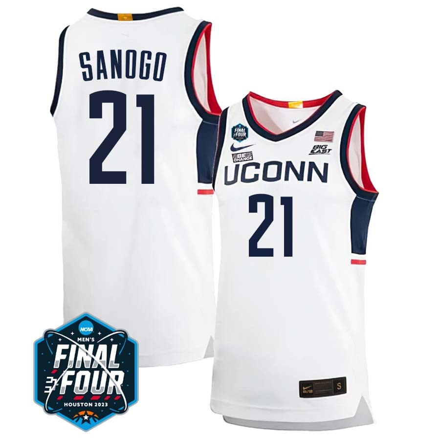 UConn Huskies #21 Adama Sanogo 2023 Final Four College Basketball Limited Jersey – White Home basketball jersey product view 1