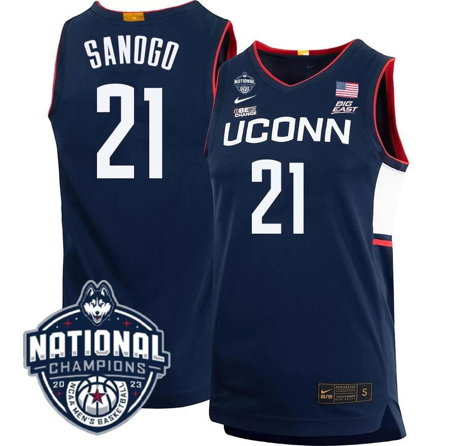 UConn Huskies #21 Adama Sanogo 2023 National Champions College Basketball Limited Jersey – Navy basketball jersey product view 1