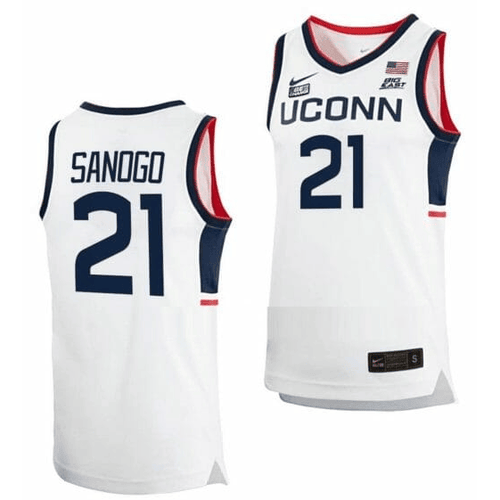 UConn Huskies #21 Adama Sanogo College Basketball Men Jersey - White College Football Jersey football jersey product view 1