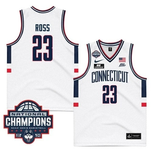 UConn Huskies #23 Jayden Ross 2024 National Champions Patch College Football Jersey football jersey product view 1