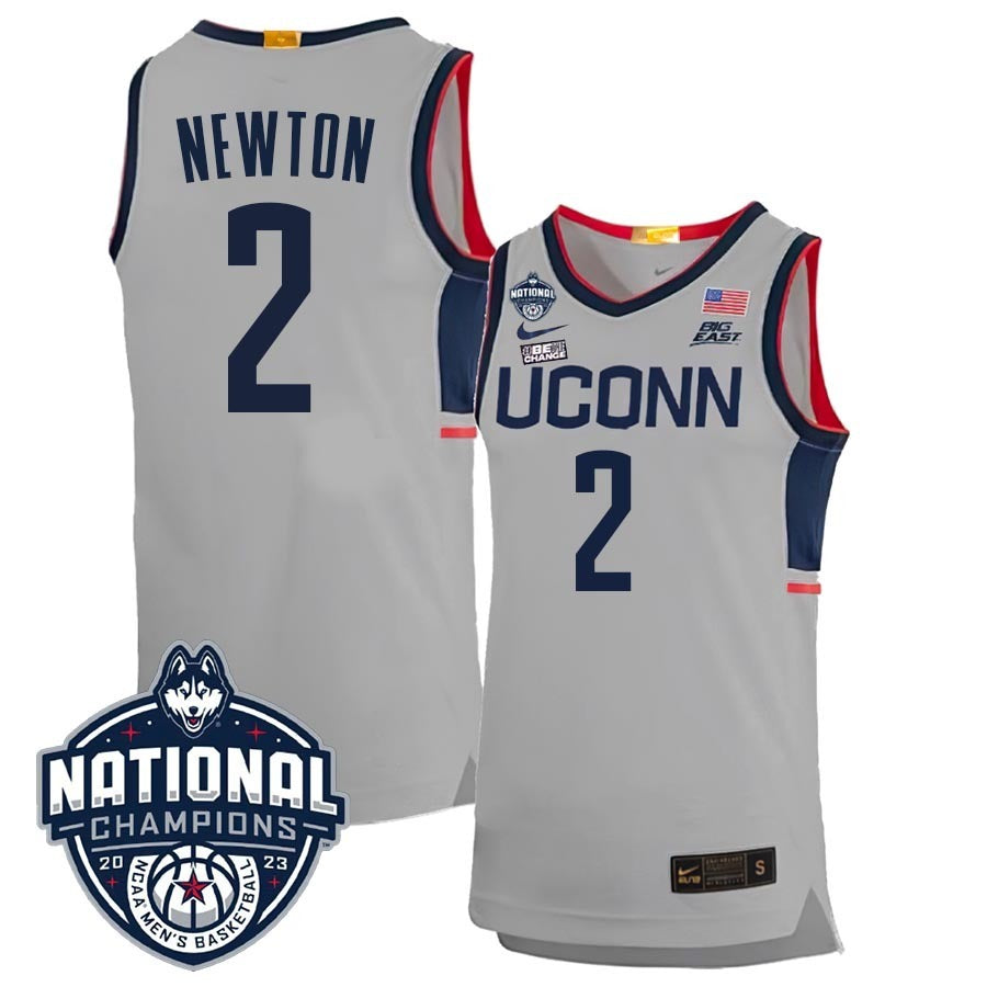 UConn Huskies #2 Tristen Newton 2023 National Champions College Basketball Limited Jersey – Gray basketball jersey product view 1