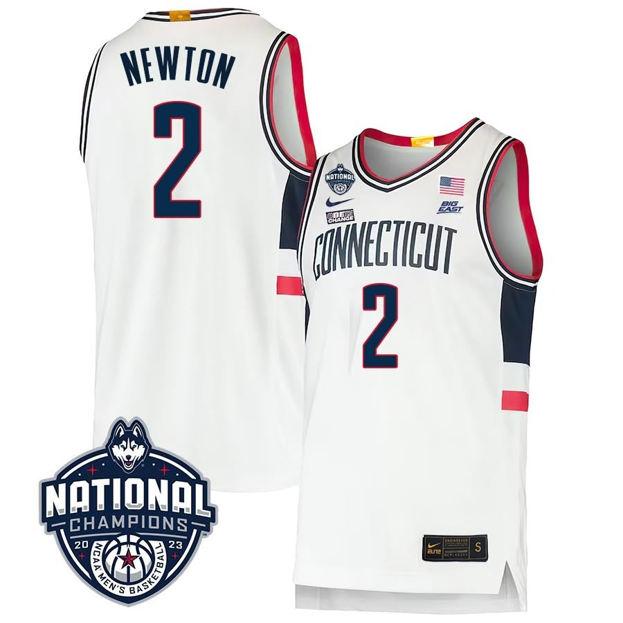 UConn Huskies #2 Tristen Newton 2023 National Champions College Basketball Limited Jersey – White basketball jersey product view 1