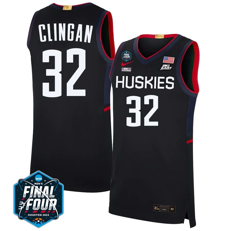 UConn Huskies #32 Donovan Clingan 2023 Final Four College Basketball Limited Jersey – Black basketball jersey product view 1