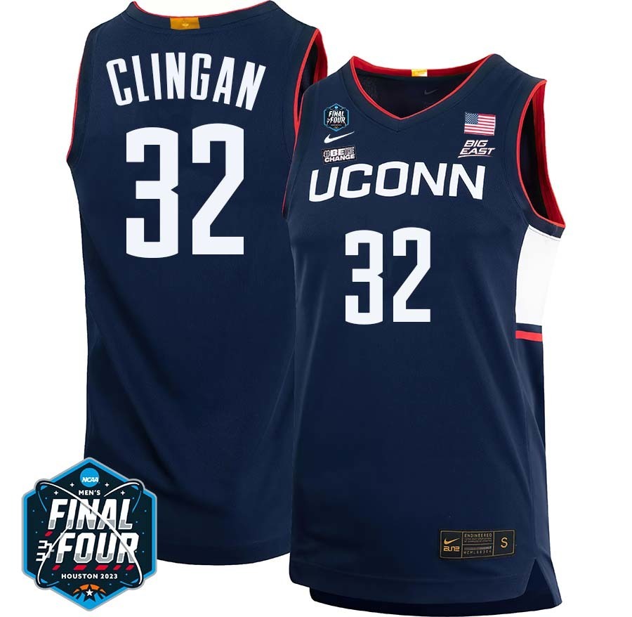 UConn Huskies #32 Donovan Clingan 2023 Final Four College Basketball Limited Jersey – Navy basketball jersey product view 1