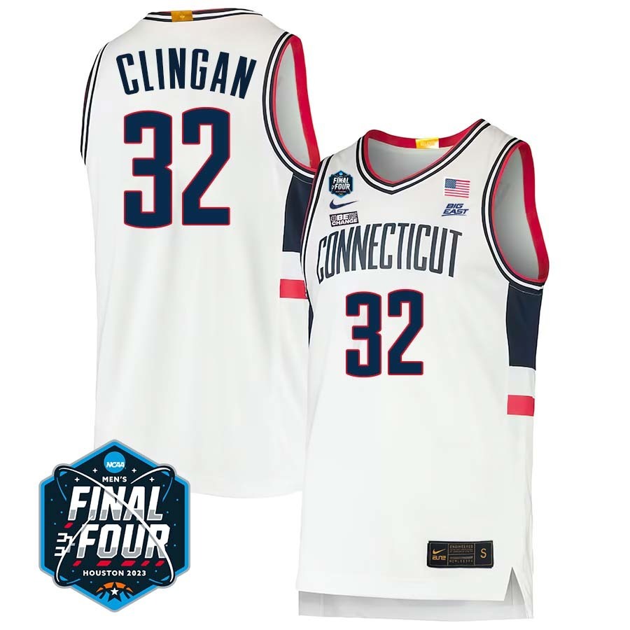 UConn Huskies #32 Donovan Clingan 2023 Final Four College Basketball Limited Jersey – White basketball jersey product view 1