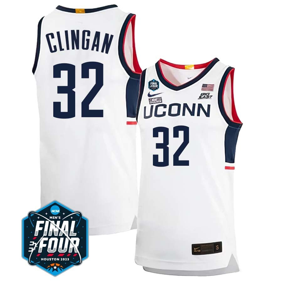 UConn Huskies #32 Donovan Clingan 2023 Final Four College Basketball Limited Jersey – White Home basketball jersey product view 1