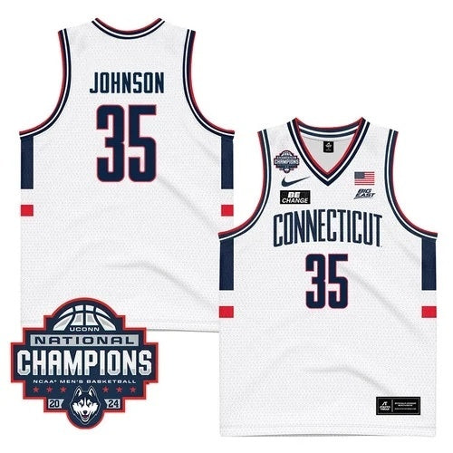 UConn Huskies #35 Samson Johnson 2024 National Champions Patch College Football Jersey football jersey product view 1