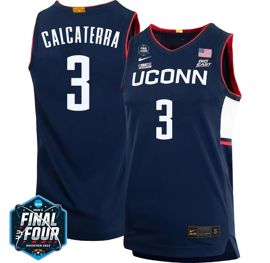 UConn Huskies #3 Joey Calcaterra 2023 Final Four College Basketball Limited Jersey – Navy College Football Jersey football jersey product view 1