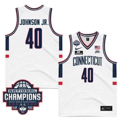UConn Huskies #40 Andre Johnson Jr. 2024 National Champions Patch College Football Jersey football jersey product view 1