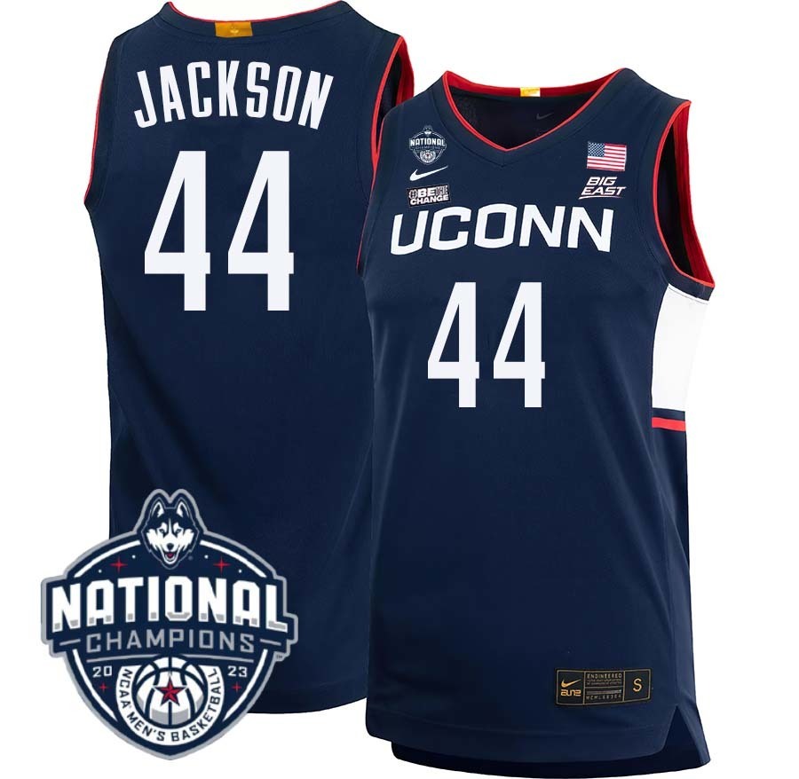 UConn Huskies #44 Andre Jackson 2023 National Champions College Basketball Limited Jersey – Navy basketball jersey product view 1